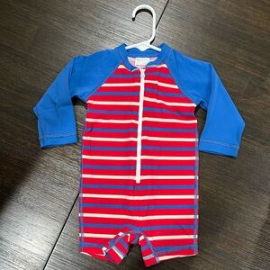 Hanna Andersson Blue and Red Striped Baby Swimwear 6-12 months